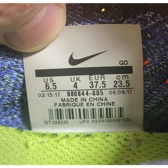 Nike Free RN Flyknit 2017 Running Sneakers Shoes Women 6.5 Purple Orange - Picture 13 of 14